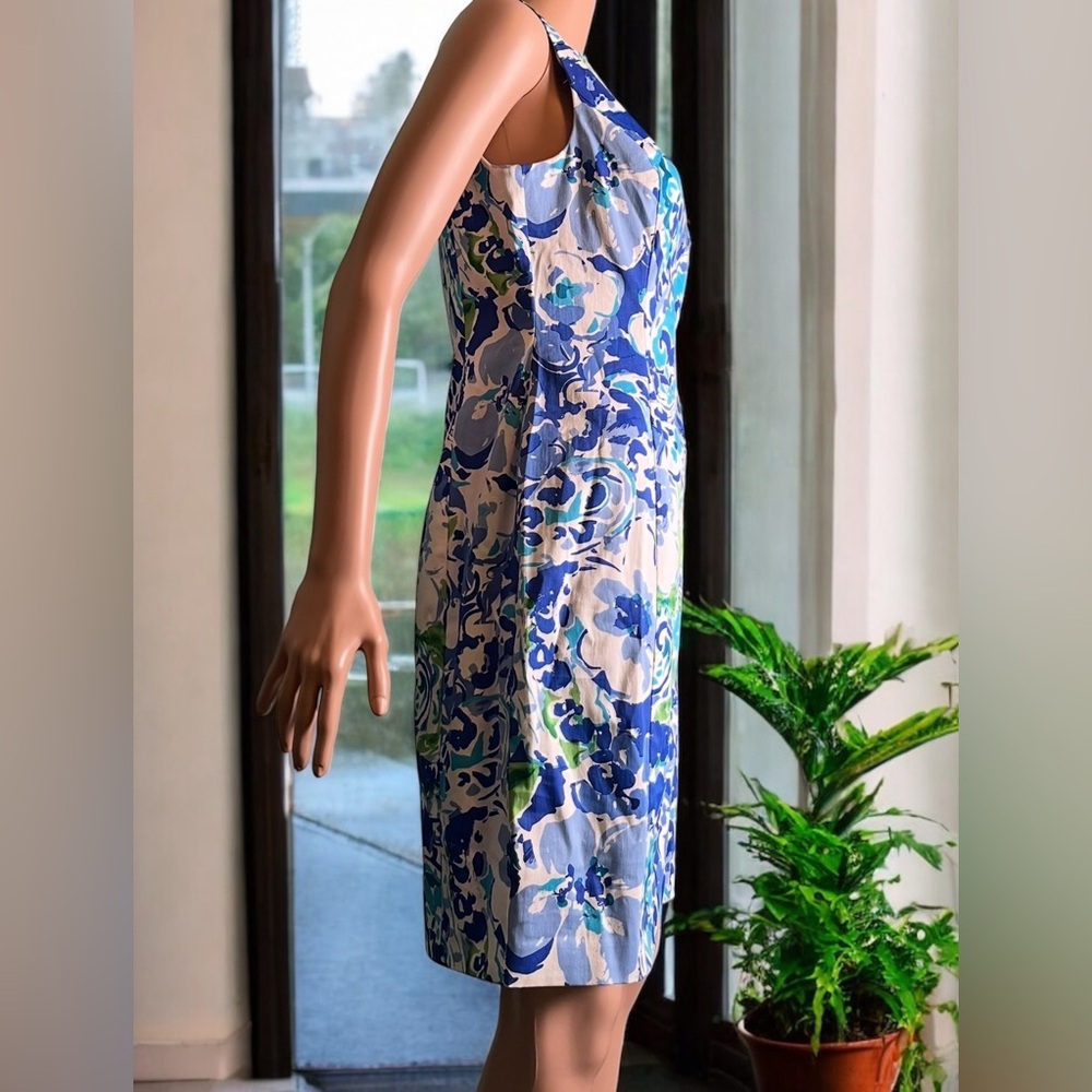 CHAPS Ralph Lauren ~Floral Dress ~ Cotton Blend~ Classic Sheath~ Size 8P - Picture 6 of 7